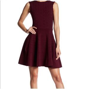 Ted Baker Frinca Flared Hem Dress in Burgundy - Size 2 US 6